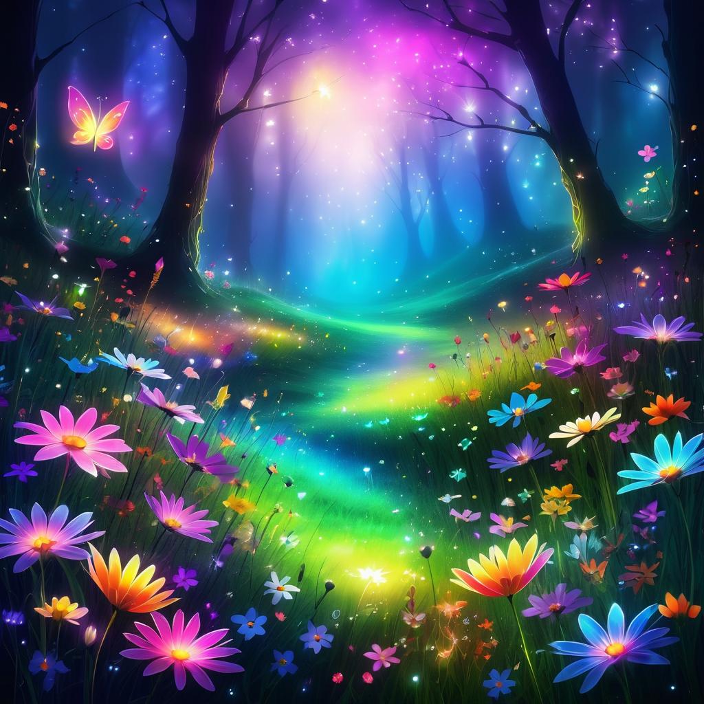 Enchanting Meadow with Fairies and Flowers