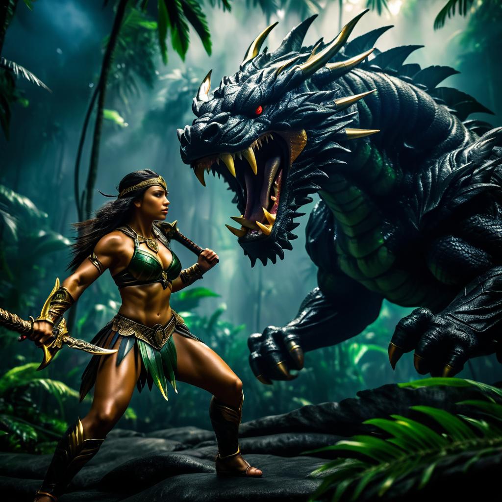 Epic Battle: Amazon Warrior vs. Jungle Serpent