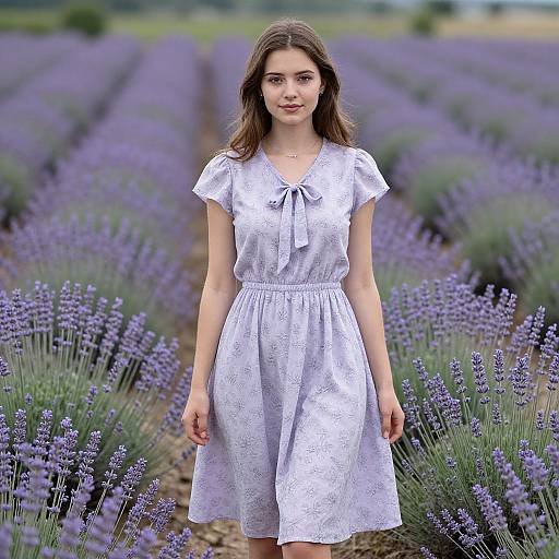 Graceful Woman in Lavender Field