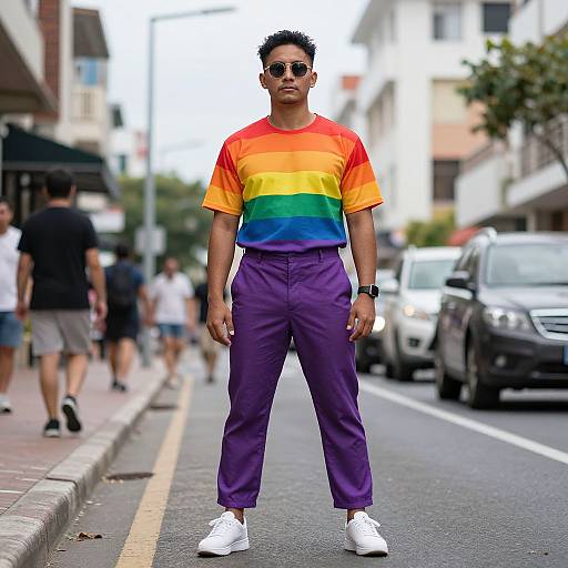 Man in Purple Rainbow Costume
