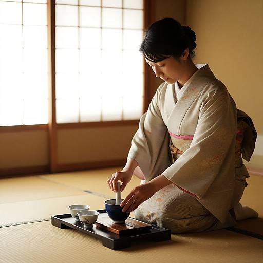 Traditional Japanese Tea Ceremony Scene