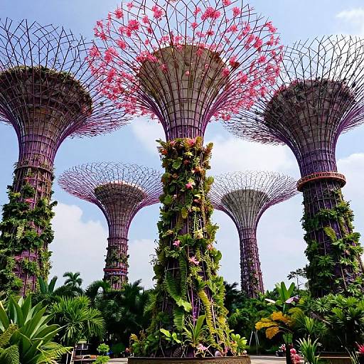 Surreal Pink Floral Tower Landscape