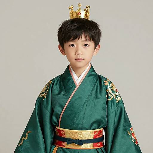 Asian Boy in Regal Kimono