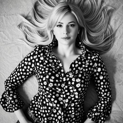 Blonde Woman in Floral Blouse Lying Down