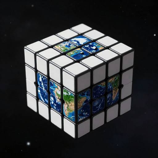 Enigmatic Rubik's Cube Earth in Space