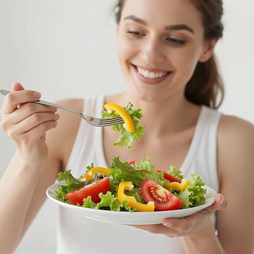 Joyful Woman Enjoying Fresh Salad