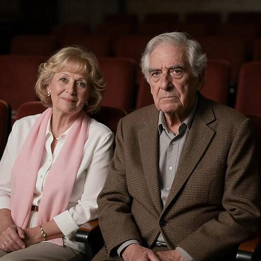 Elderly Couple in Dim Theater Setting