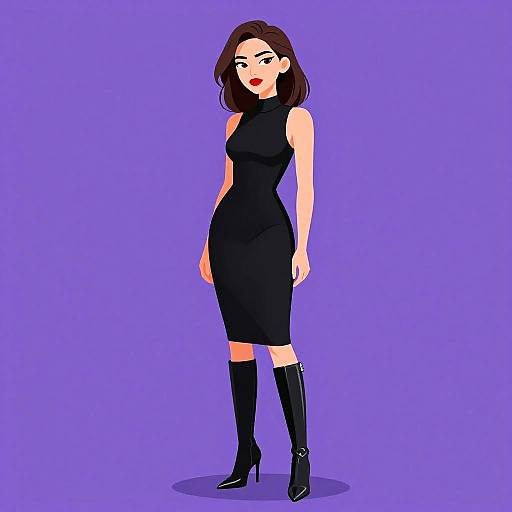 Elegant Woman in Black Bodycon Dress