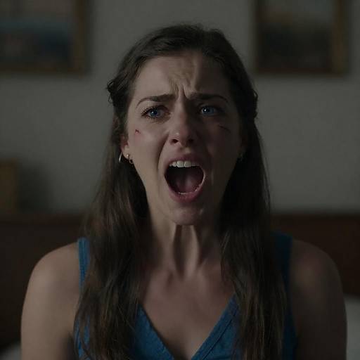 Frightened Woman in Dim Lighting