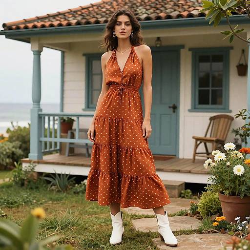 Bohemian Chic Woman in Seaside Cottage
