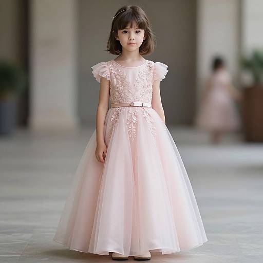 Realistic Child in Pink Party Dress