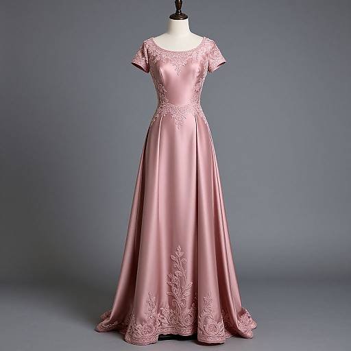 Elegant Pink Satin Prom Dress