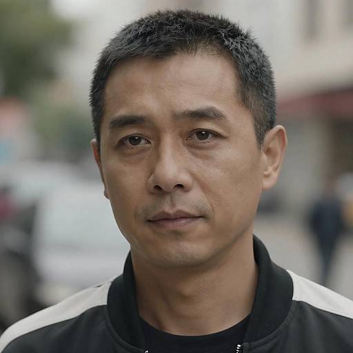 Portrait of Middle-Aged Asian Man in Urban Setting
