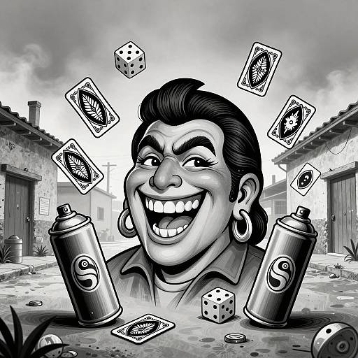 Chicano Art: Grinning Character in Alley