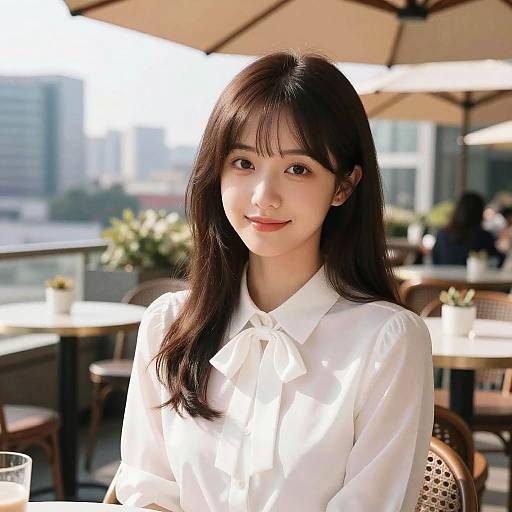 Ultra-Realistic Rooftop Cafe Portrait