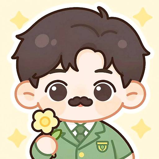 Kawaii Chibi Character with Flower