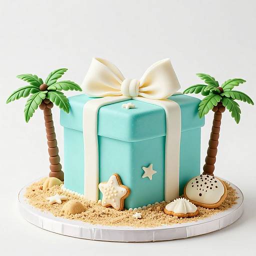 Whimsical Tiffany Blue Beach Cake