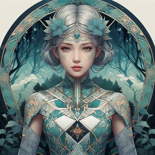 Anime Character with Mandala in Forest