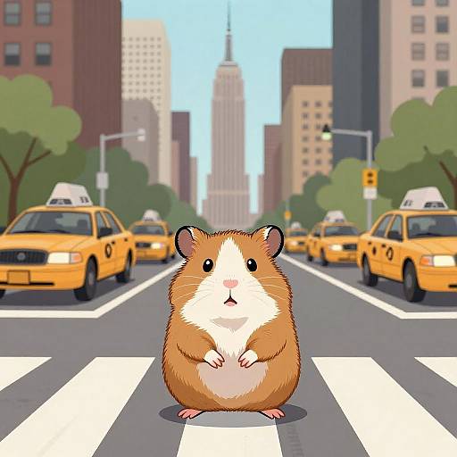 Hamster Crossing in NYC Illustration