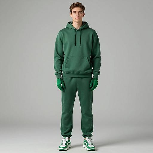 Young Man in Green Athletic Outfit