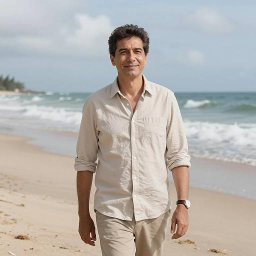 Relaxed Man on Sandy Beach