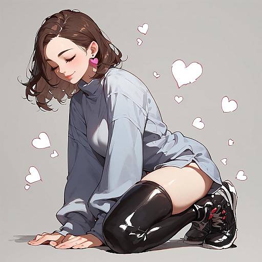 Anime Girl in Stylish Black Boots