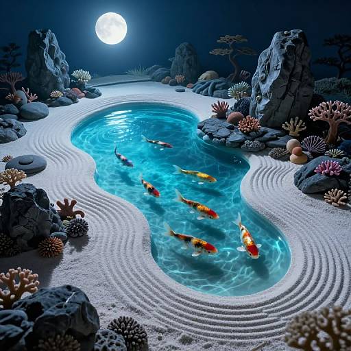 Underwater Zen Garden at Night