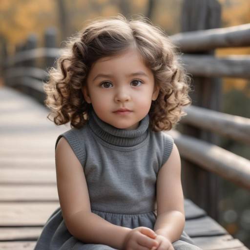 Curly Haired Toddler Girl on Wooden Bridge