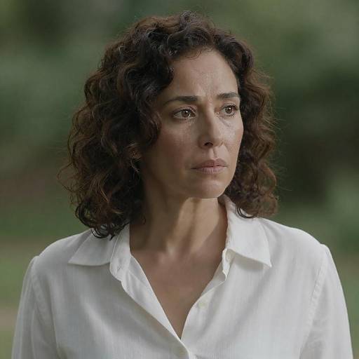 Intense Gaze of a Middle-Aged Woman