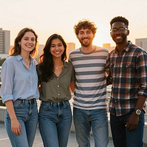 Sunset Cityscape Friends Group Portrait