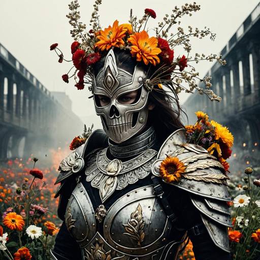 Floral Warrior in Intricate Armor
