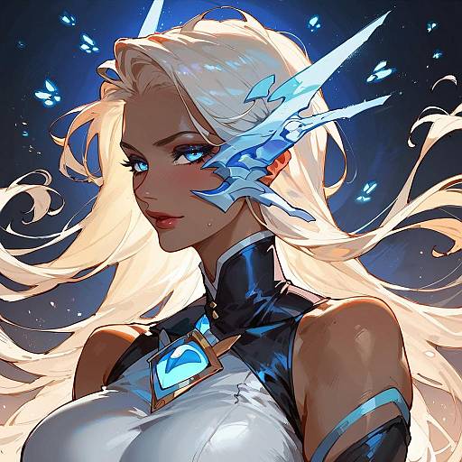 Magical Cyborg in a Moonlit Office