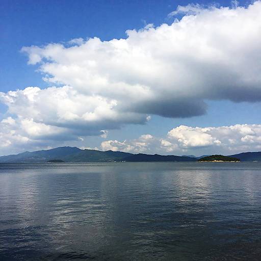 Mountainous Lake Landscape with Cloudy Sky