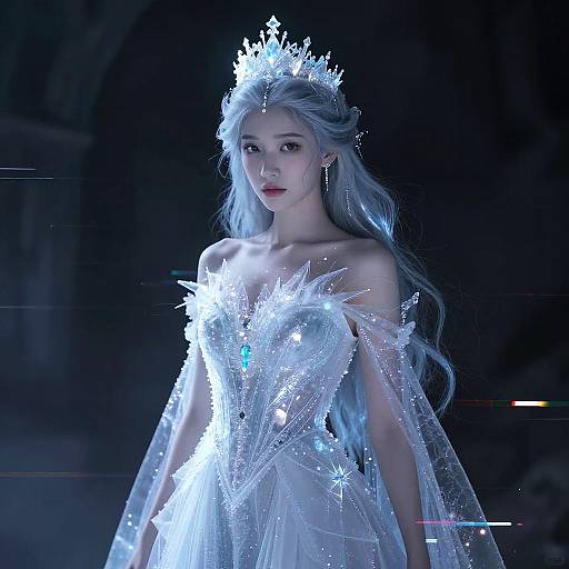 Ethereal Ice Princess in Glitch Art