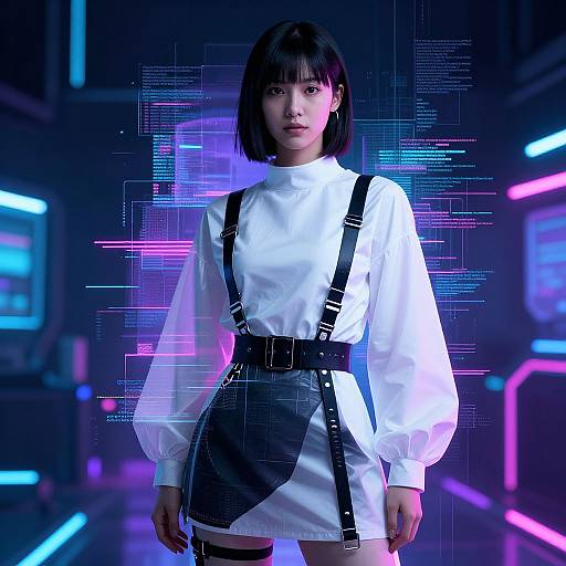 Futuristic AI Cyber-Fashion Portrait