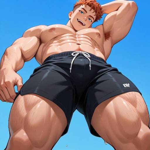 Athletic Solo Pose of a Smiling Male Athletic Solo Pose of a Smiling Male