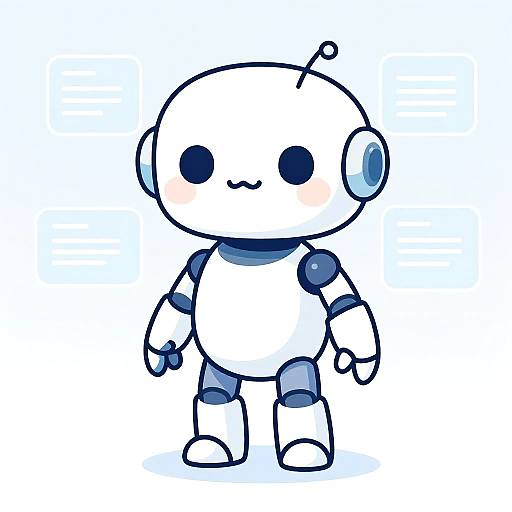 Cute Friendly AI Assistant Robot Drawing