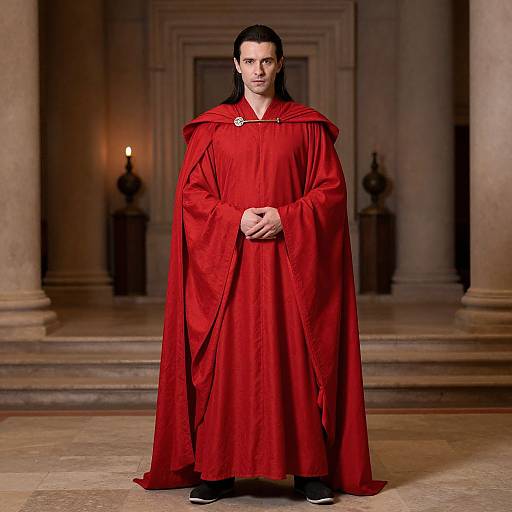 Man in Red Magic Carpet Costume