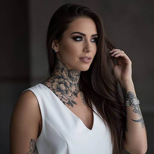 Moody Portrait of Tattooed Woman