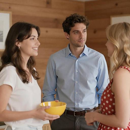 Three People in Cozy Wooden Room