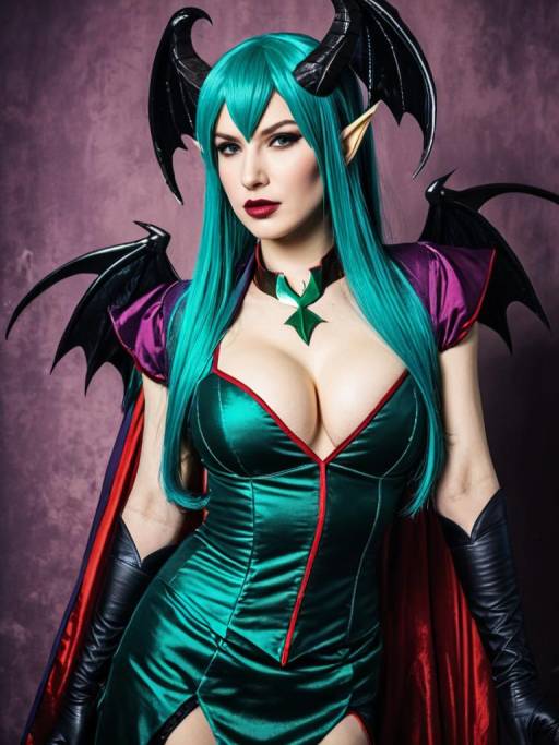 Realistic Morrigan Aensland Cosplay Photo
