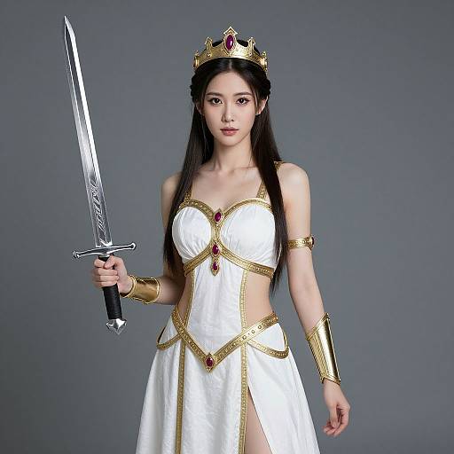 Hebe Goddess Costume with Crown and Sword
