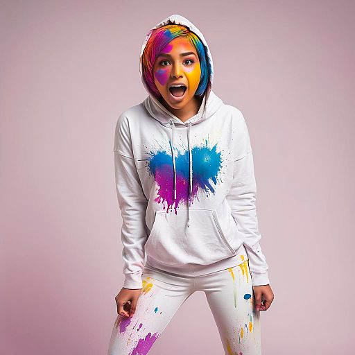 Vibrant Holi Celebration with Teenage Girl