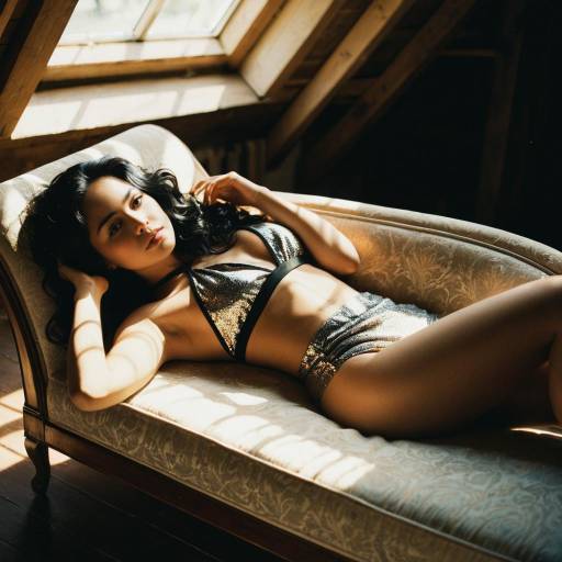 Woman Reclining on Vintage Chaise Lounge