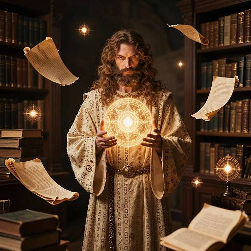 Mystical Theorist in Arcane Library