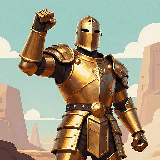 Giant Armored Sentinel in Alien Landscape