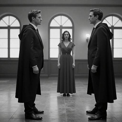 Dramatic Movie Still in Black and White