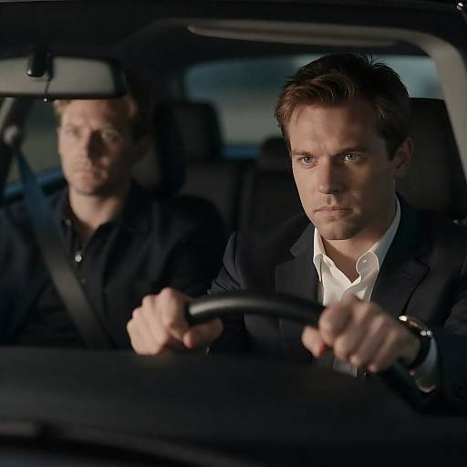 Two Men Driving at Night