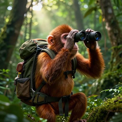 Monkey Explorer in Lush Rainforest