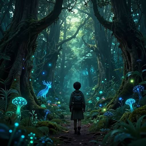 Gogals in Enchanted Bioluminescent Forest